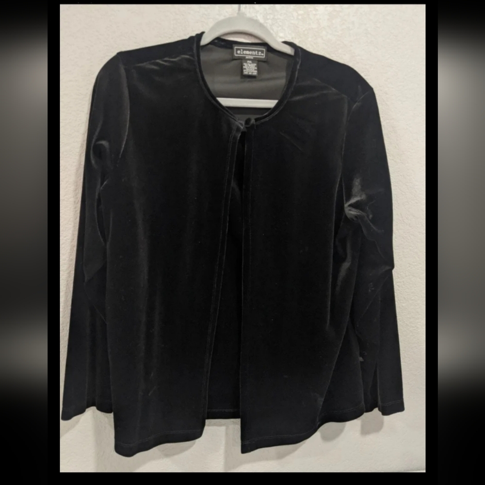 Vintage Retro Blouse Blazer Elegant Black Velvet Jacket Party Businesscasual